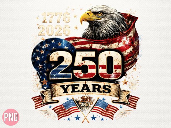 250 Years USA Anniversary Bald Eagle PNG for Design Projects