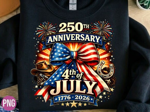 Celebrate with the 250th Anniversary 4th July Bow USA PNG