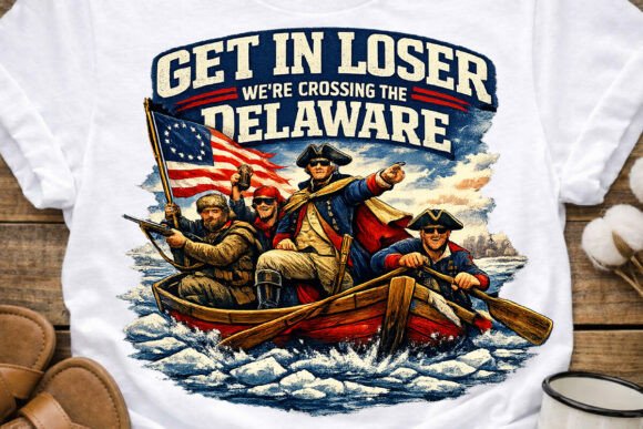 Crossing Delaware Retro USA Meme PNG: History Meets Humor