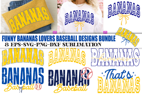Funny Bananas Lovers Baseball PNG Bundle: Creative Assets