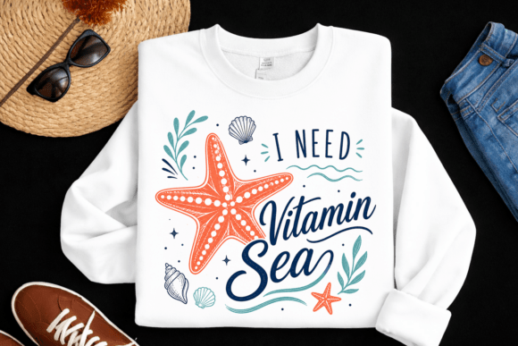 I Need Vitamin Sea: Starfish Beach PNG for Coastal Projects