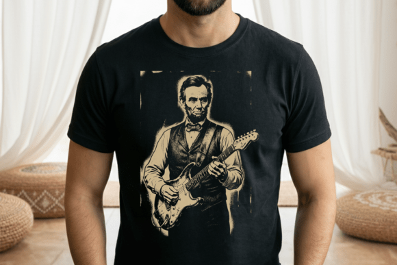 Lincoln Guitar Music Funny PNG: Vintage Design for Creative Projects