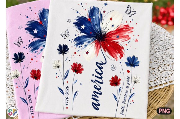 Patriotic Floral America PNG: Design Assets for the 4th of July