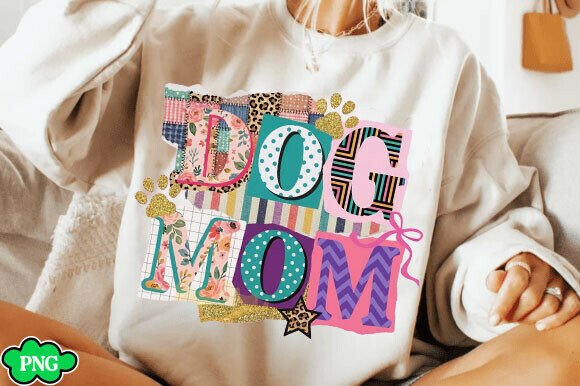 Unleash Your Creativity: Retro Scrapbook Dog Mom Png Design